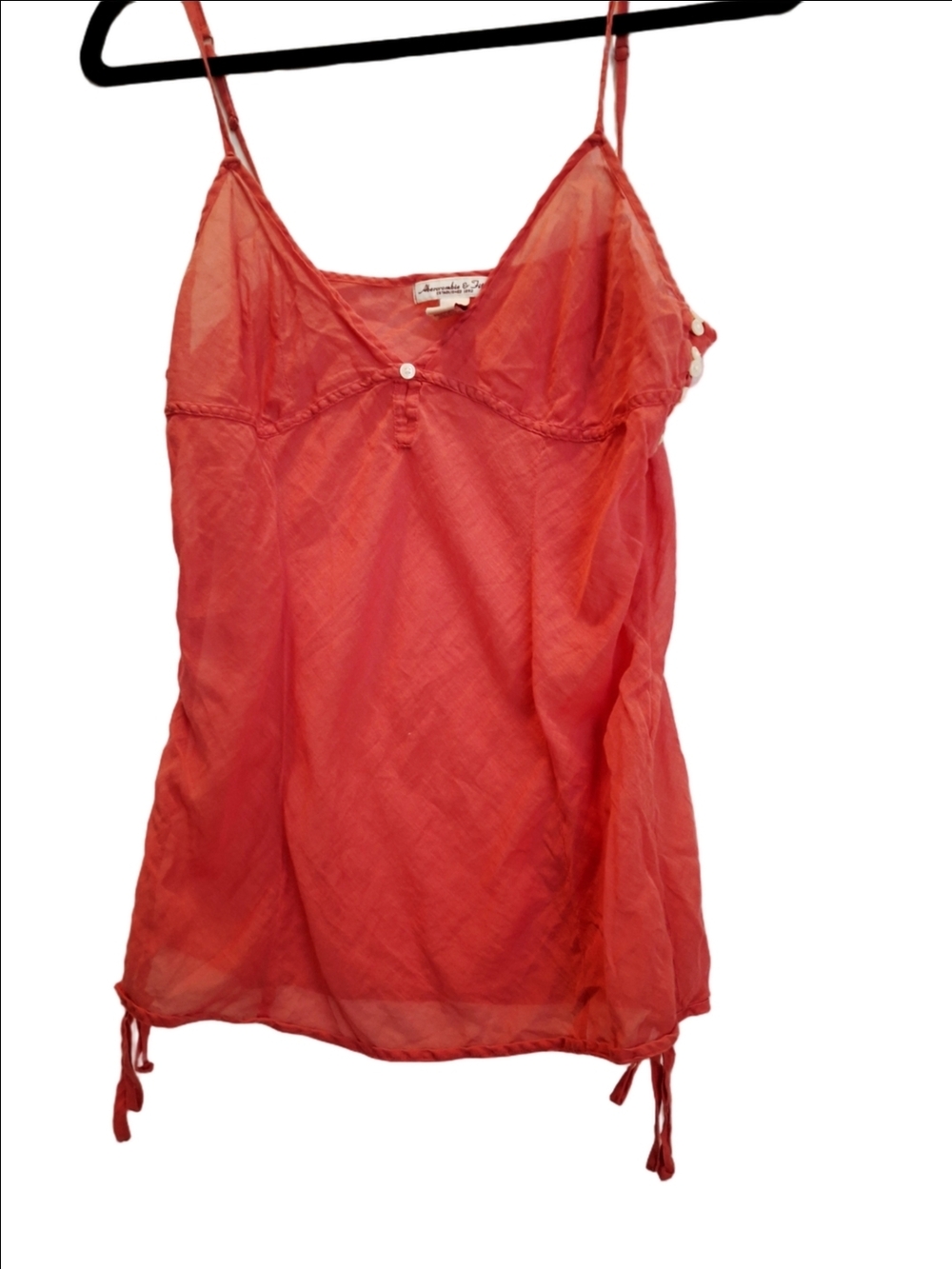 Abercrombie & Fitch Red Spaghetti Strap Camisole Silk Blend Semi Sheer  Boho